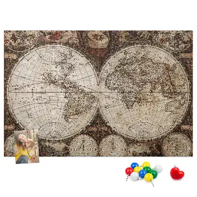 Printed Cork Board Old world map