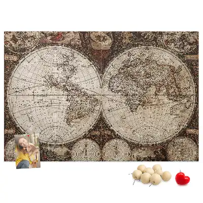 Printed Cork Board Old world map