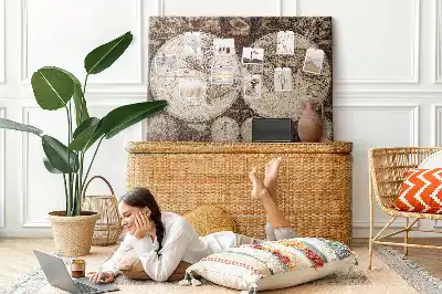 Printed Cork Board Old world map