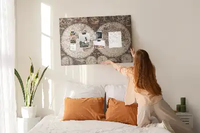 Printed Cork Board Old world map