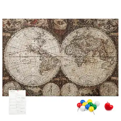 Printed Cork Board Old world map