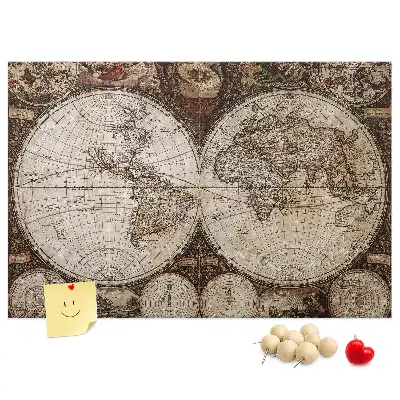 Printed Cork Board Old world map