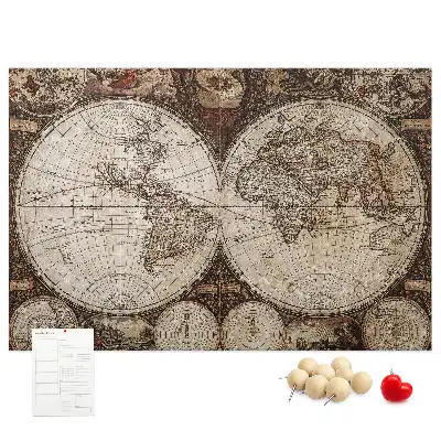 Printed Cork Board Old world map