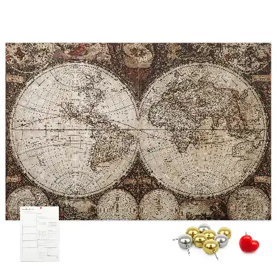 Printed Cork Board Old world map
