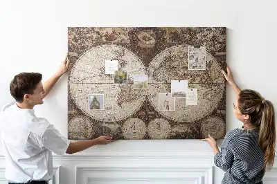 Old World Map Printed Cork Board