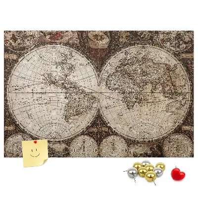 Old World Map Printed Cork Board