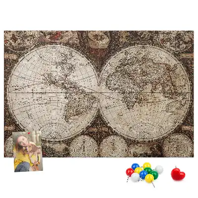 Old World Map Printed Cork Board