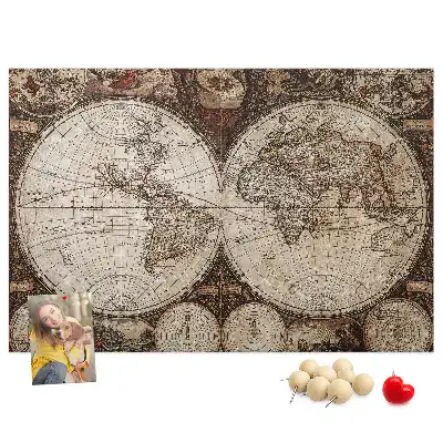 Printed Cork Board Old world map