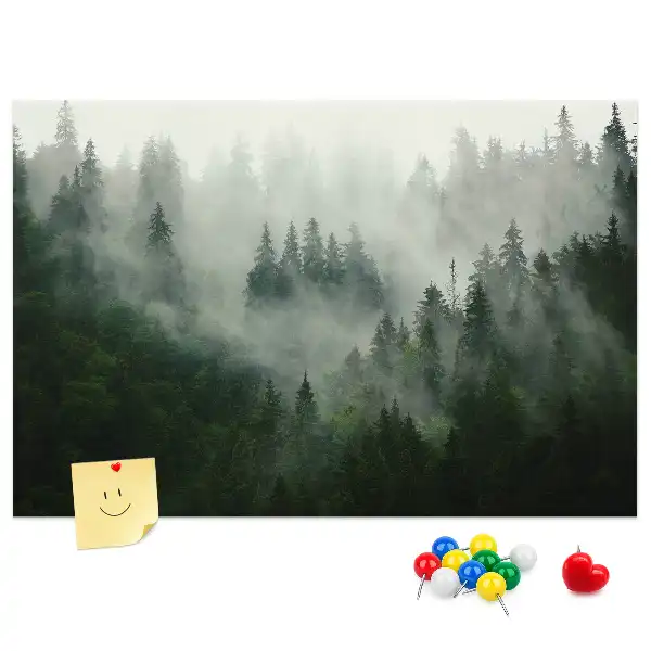 Printed Cork Memo Board Misty forest
