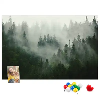 Printed Cork Memo Board Misty forest
