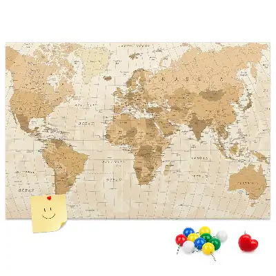 Printed Cork Memo Board Political World Map
