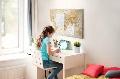 Printed Cork Memo Board Political World Map