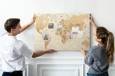 World Map Printed Cork Memo Board
