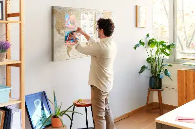 World Map Printed Cork Memo Board