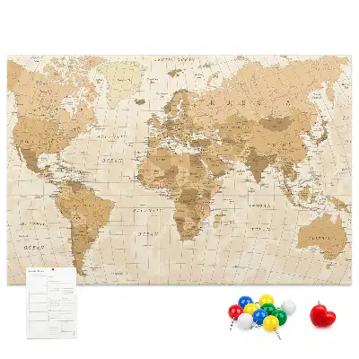 Printed Cork Memo Board Political World Map