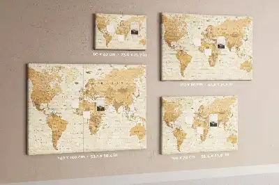 Printed Cork Memo Board Political World Map
