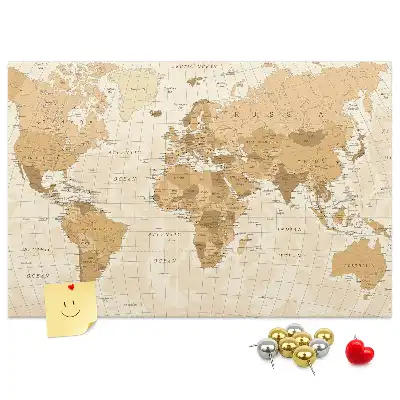 Printed Cork Memo Board Political World Map