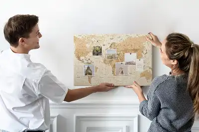 World Map Printed Cork Memo Board