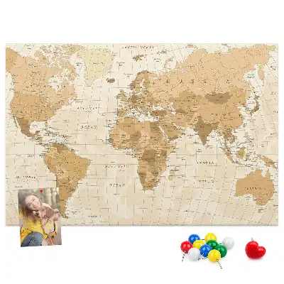 Printed Cork Memo Board Political World Map