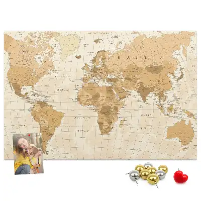 Printed Cork Memo Board Political World Map