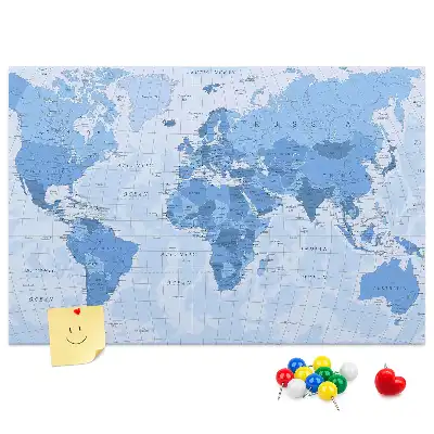 World Map Cork Memo Board