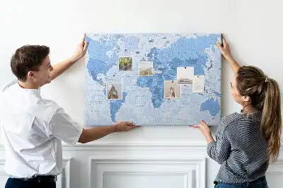 World Map Cork Memo Board
