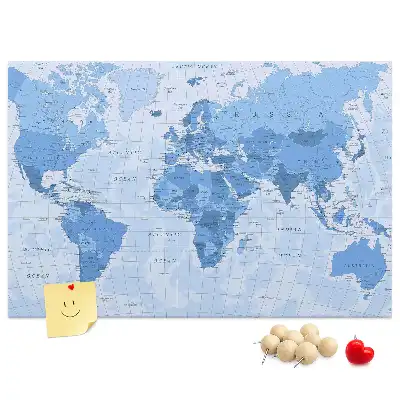 World Map Cork Memo Board