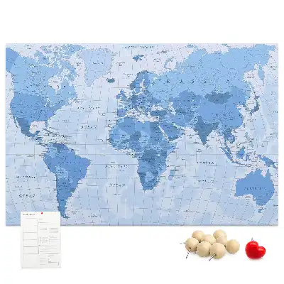 World Map Cork Memo Board