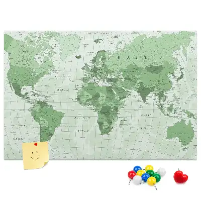 Political World Map Printed Cork Board