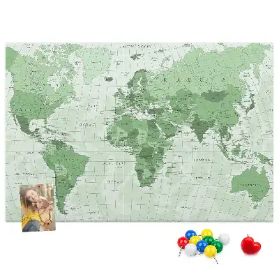 Printed Cork Board Political World Map