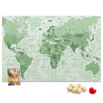 Political World Map Printed Cork Board
