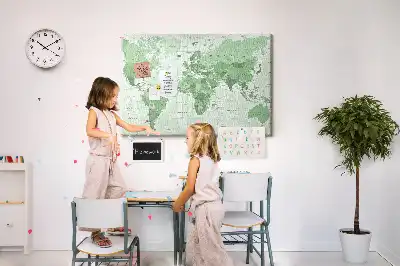 Printed Cork Board Political World Map