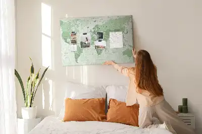 Political World Map Printed Cork Board