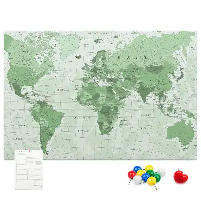 Political World Map Printed Cork Board