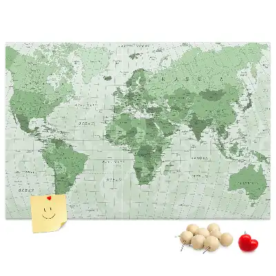 Political World Map Printed Cork Board