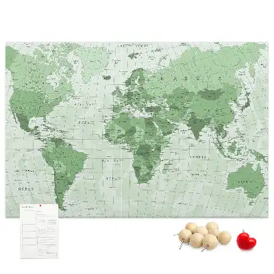 Political World Map Printed Cork Board