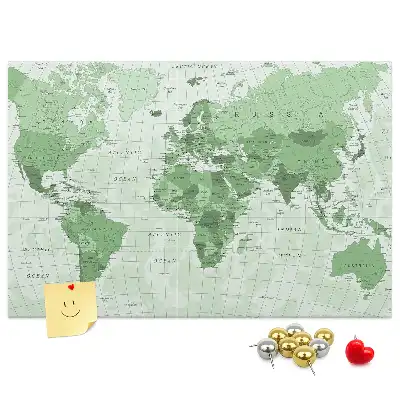 Political World Map Printed Cork Board