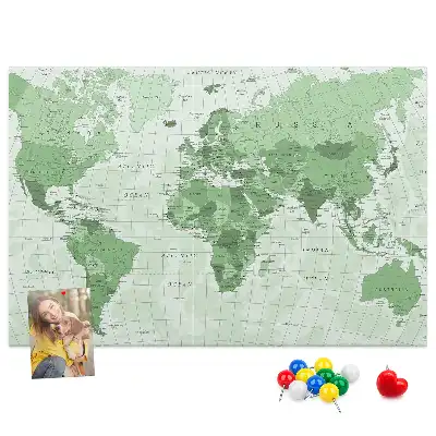 Political World Map Printed Cork Board