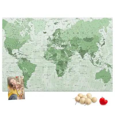 Political World Map Printed Cork Board