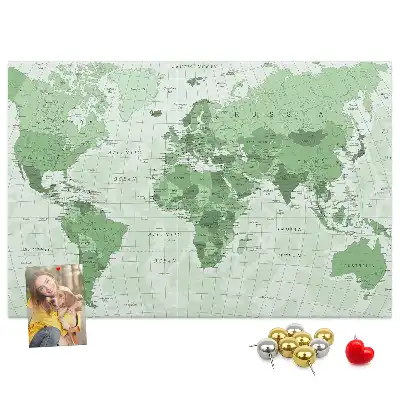 Political World Map Printed Cork Board