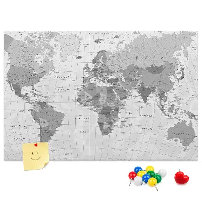 Printed Cork Memo Board Political World Map