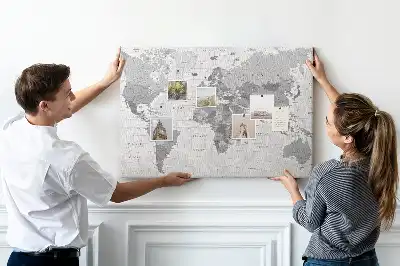 Printed Cork Memo Board Political World Map