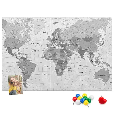 Printed Cork Memo Board Political World Map