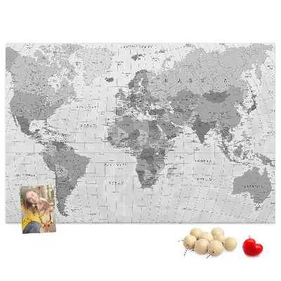 Printed Cork Memo Board Political World Map