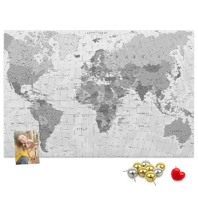 Political World Map Printed Cork Memo Board
