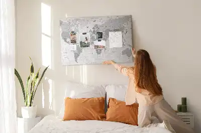 Political World Map Printed Cork Memo Board