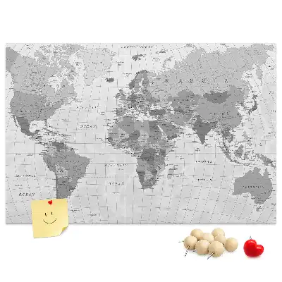 Printed Cork Memo Board Political World Map