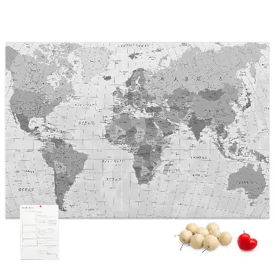 Printed Cork Memo Board Political World Map