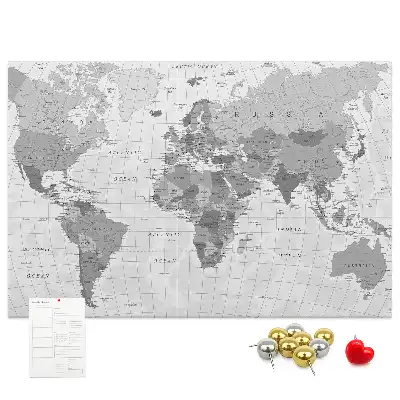 Political World Map Printed Cork Memo Board
