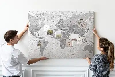 Printed Cork Memo Board Political World Map